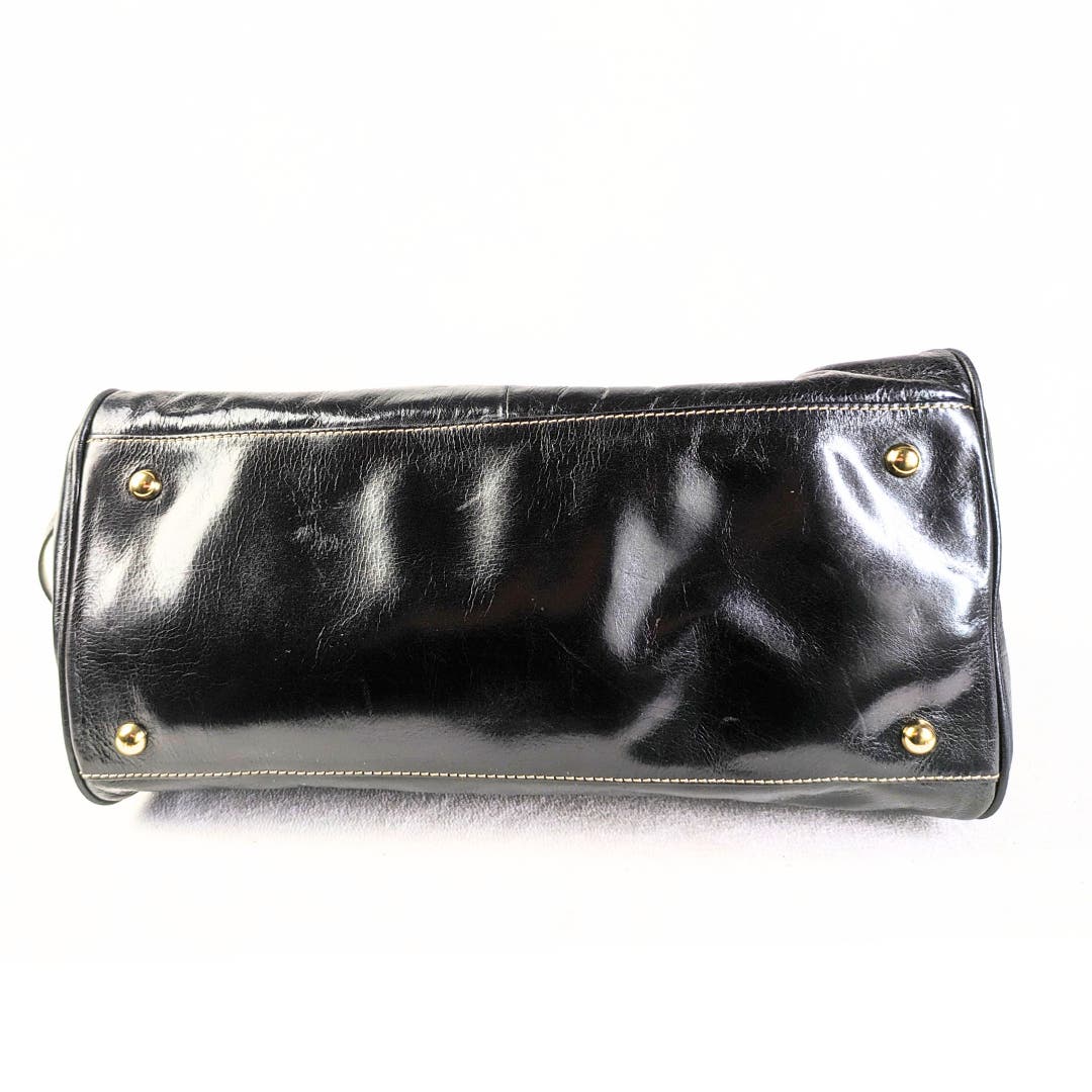 Patent Leather Satchel Bag with A Shoulder Strap