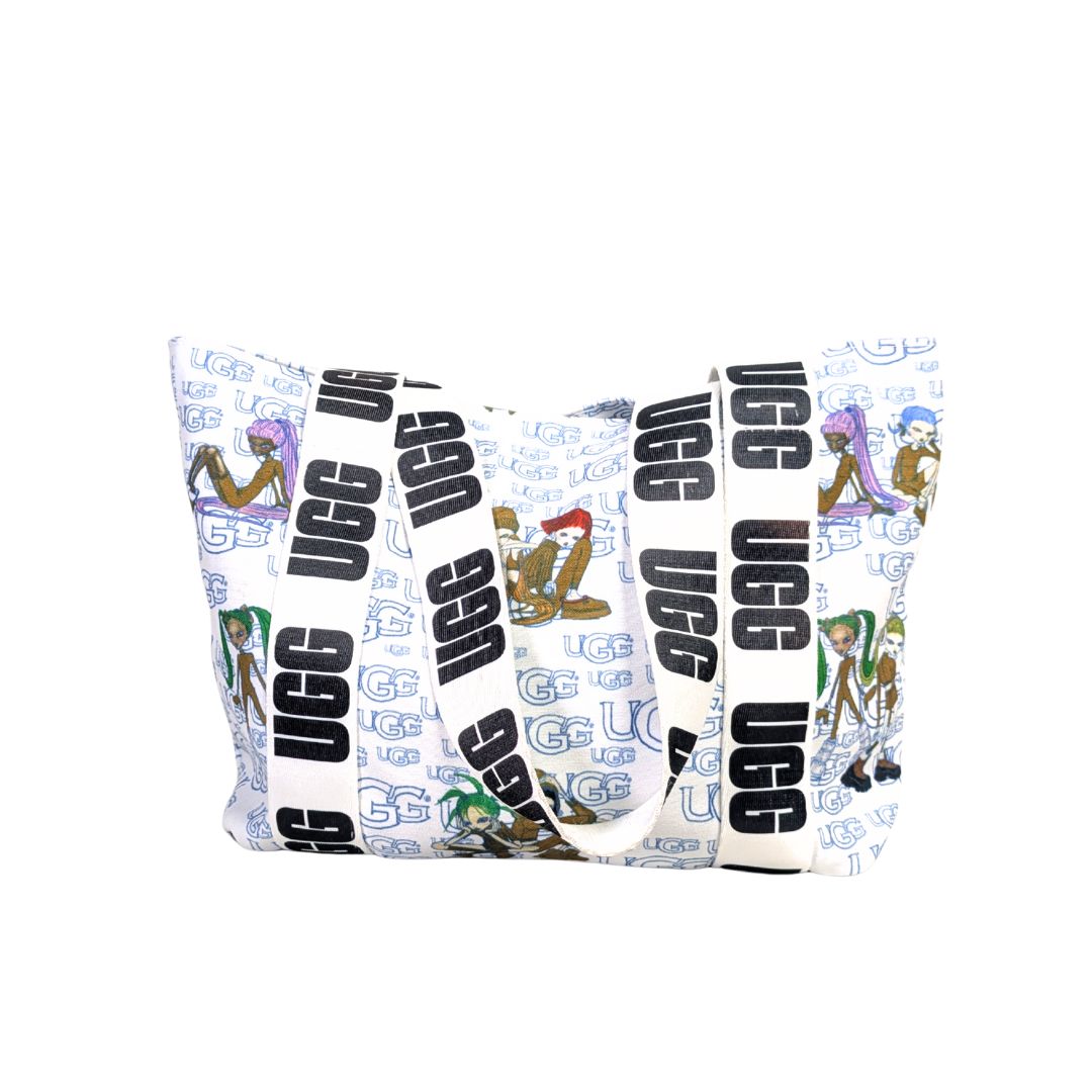 UGG Multicolor Print White Canvas Shopper Tote
