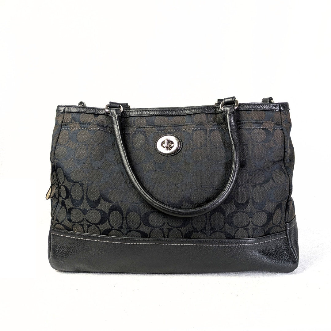 Pre-owned COACH Signature Canvas Leather Carryall Handbag