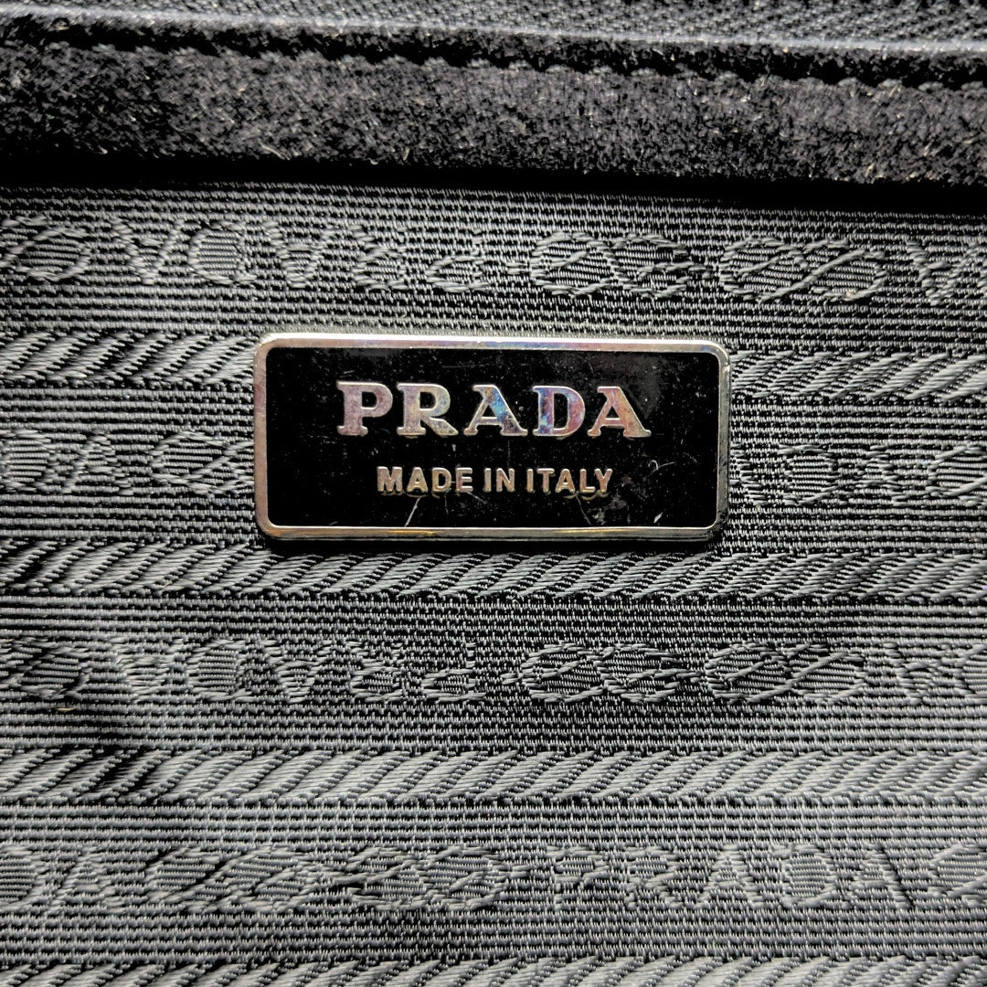 Pre-owned PRADA Suede Camoscio Pushlock Easy Satchel Shoulder Handbag