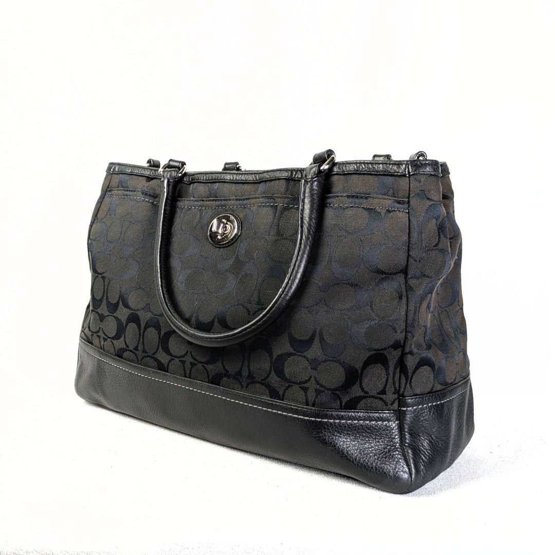 Pre-owned COACH Signature Canvas Leather Carryall Handbag
