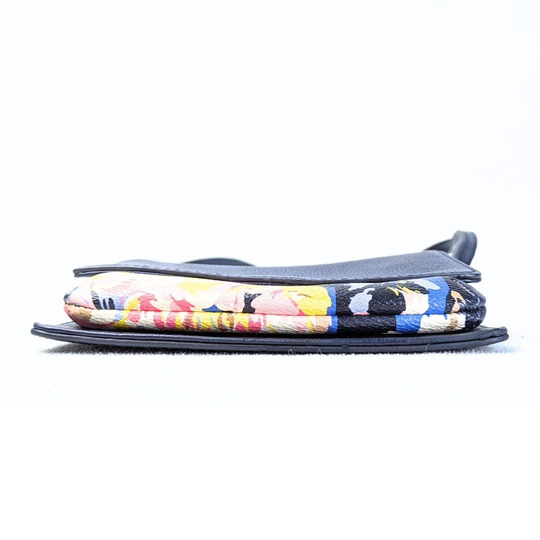 Pre-owned Isaac Mizrahi Floral Print Faux Leather Crossbody Bag