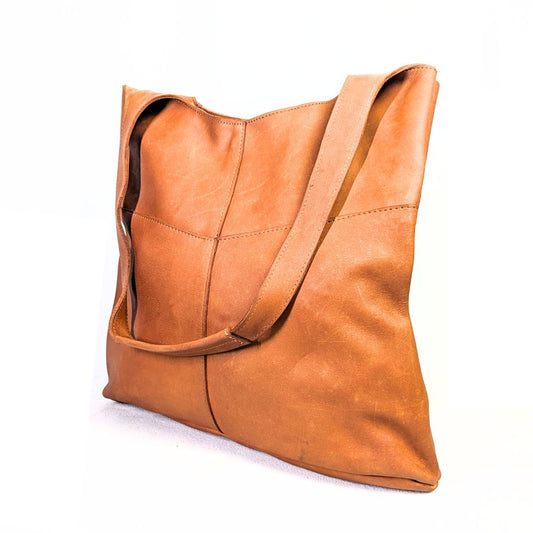 Raven + Lilly Camel Genuine Leather Shoulder Tote Bag