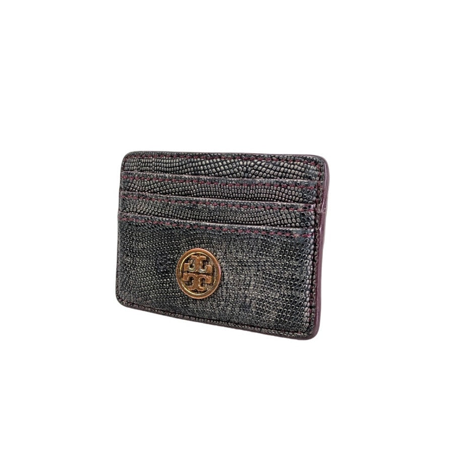 Pre-owned Tory Burch Mini Emerson Python Embossed Leather Card Holder
