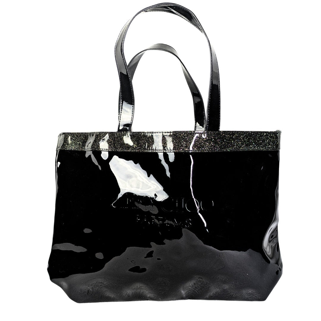 The front view of the Jimmy Choo Parfums Open Top Tote Shoulder Bag on the white background.