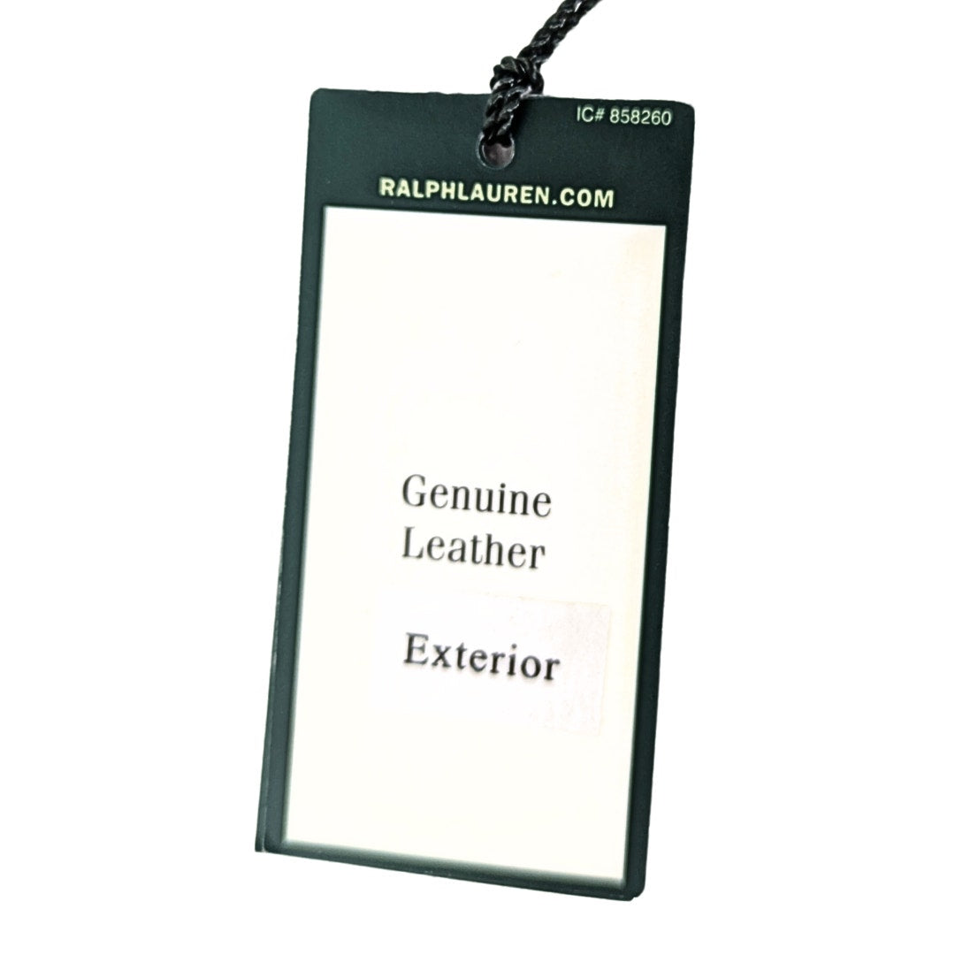 Tag with 'Genuine Leather Exterior' text on a white background