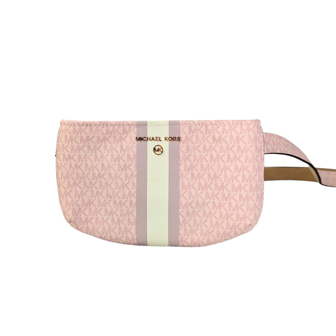 The front side of the Michael Kors Signature MK Belt Wallet Waist Bag, photographed on the white background.