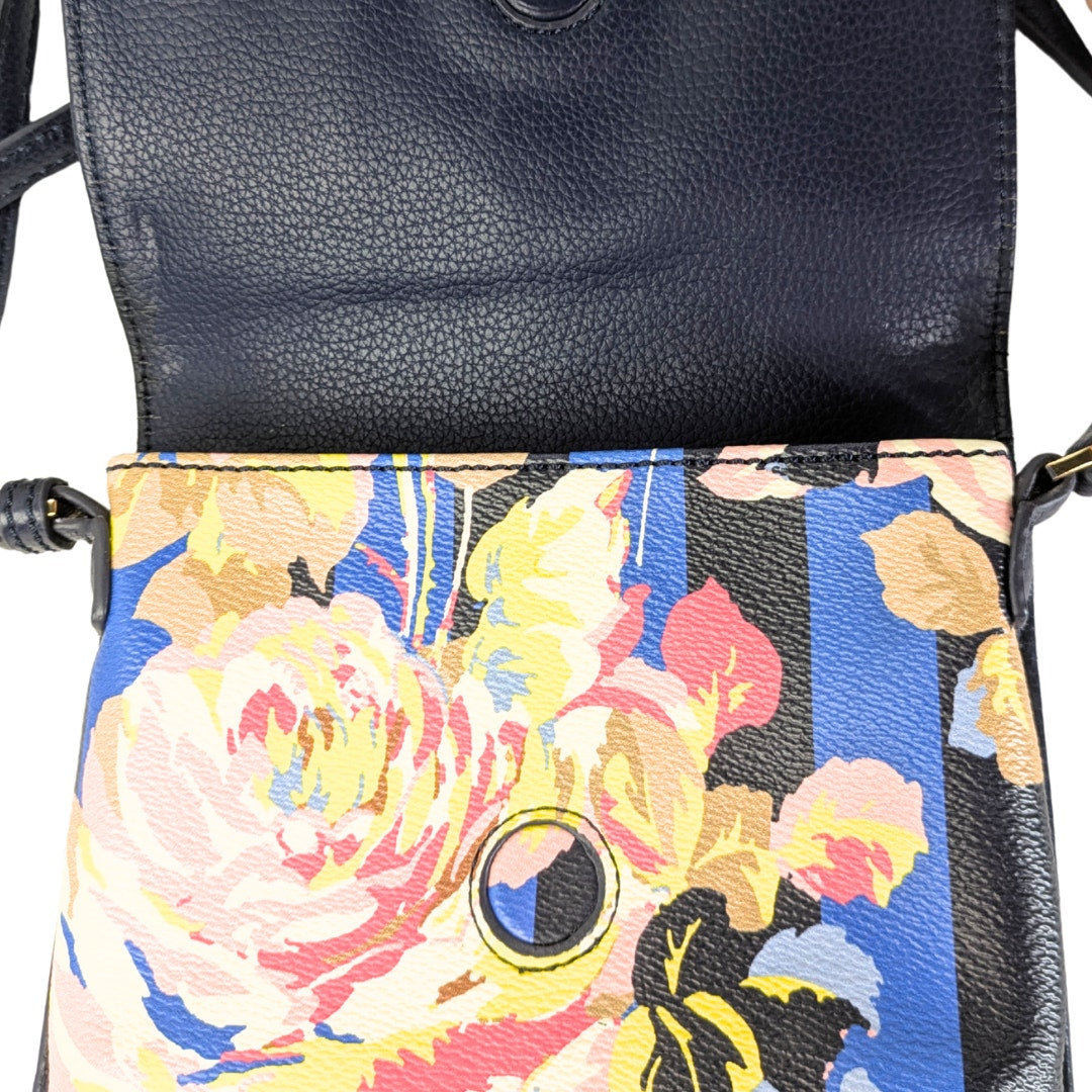 Pre-owned Isaac Mizrahi Floral Print Faux Leather Crossbody Bag