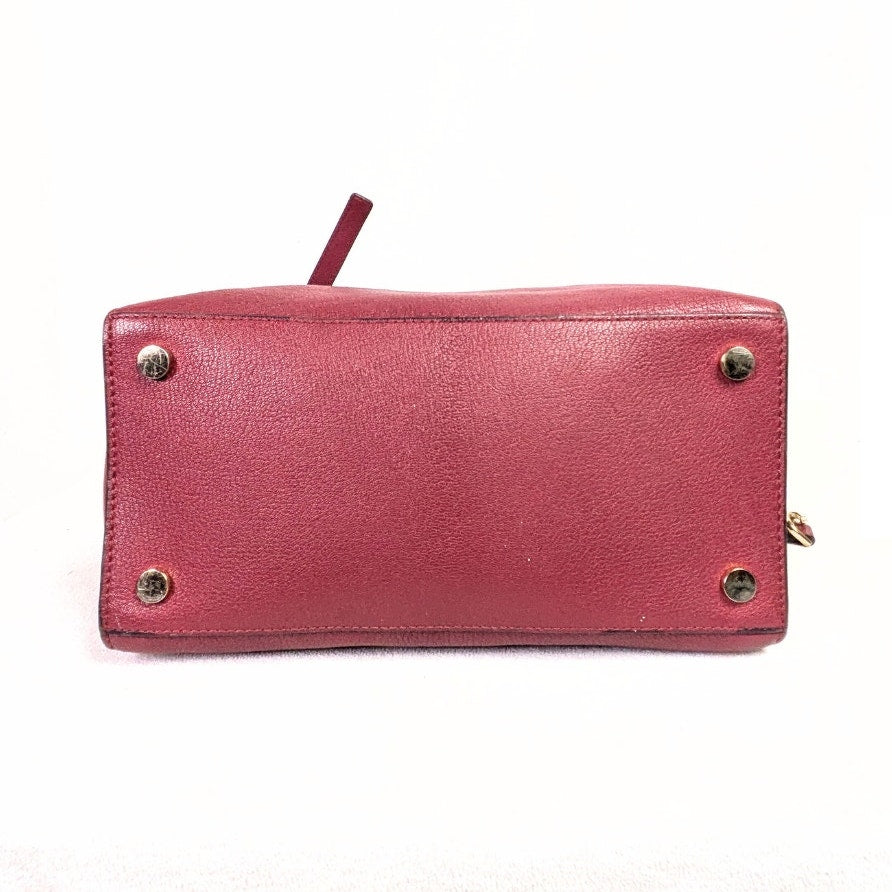 Michael Kors Hamilton East West Pebbled Leather Satchel Bag – Burgundy
