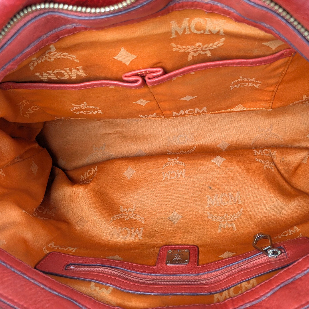 Pre-owned MCM Monogram Embossed Leather Satchel Shoulder Bag