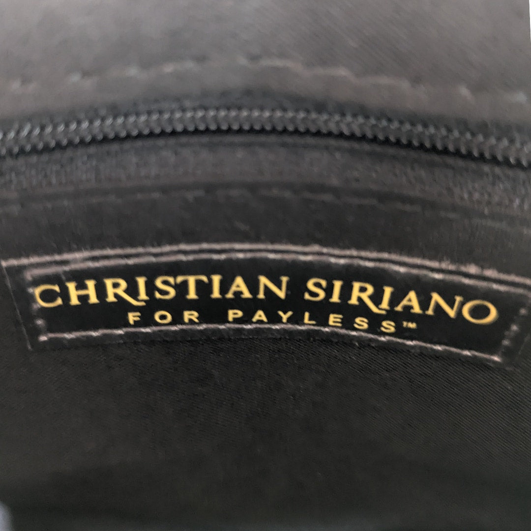 Christian Siriano Black Pattern Faux Leather Crossbody Bag