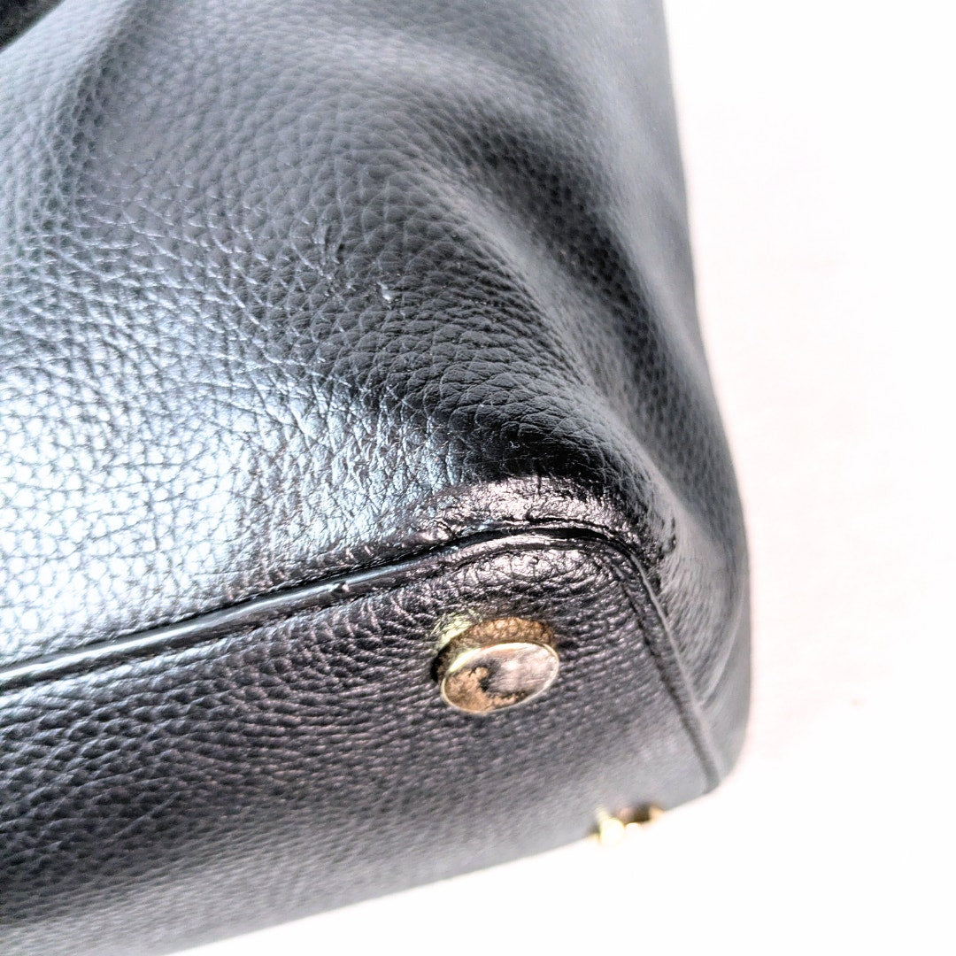 Michael Kors Jet Set Bedford Black Pebbled Leather Medium Tote Shoulder Bag