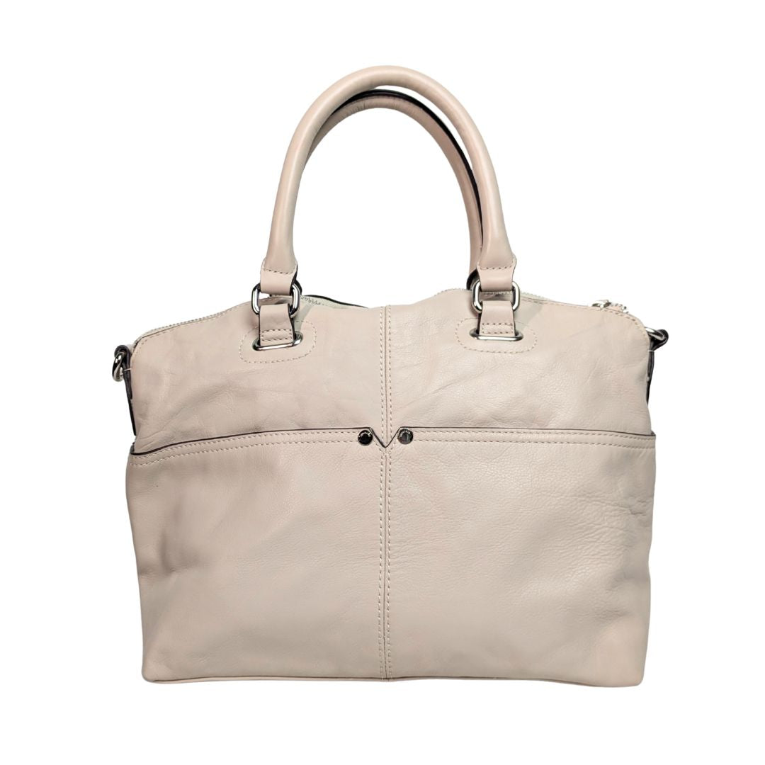 Tignanello Beige Faux Leather Satchel Handbag