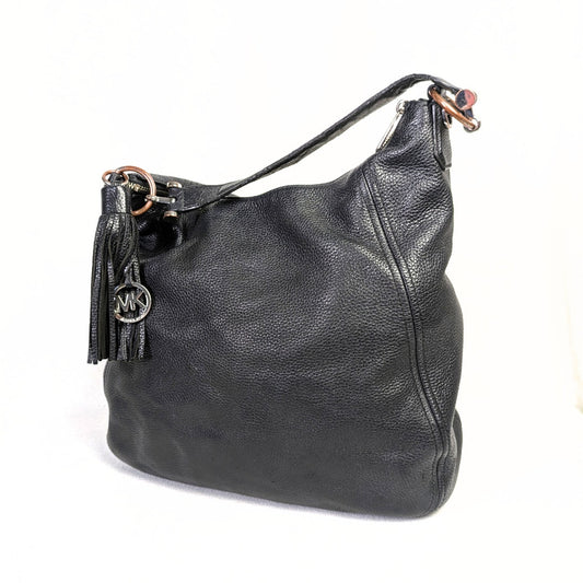 Pre-owned Michael Kors Lydia Black Pebbled Leather Hobo Shoulder Bag