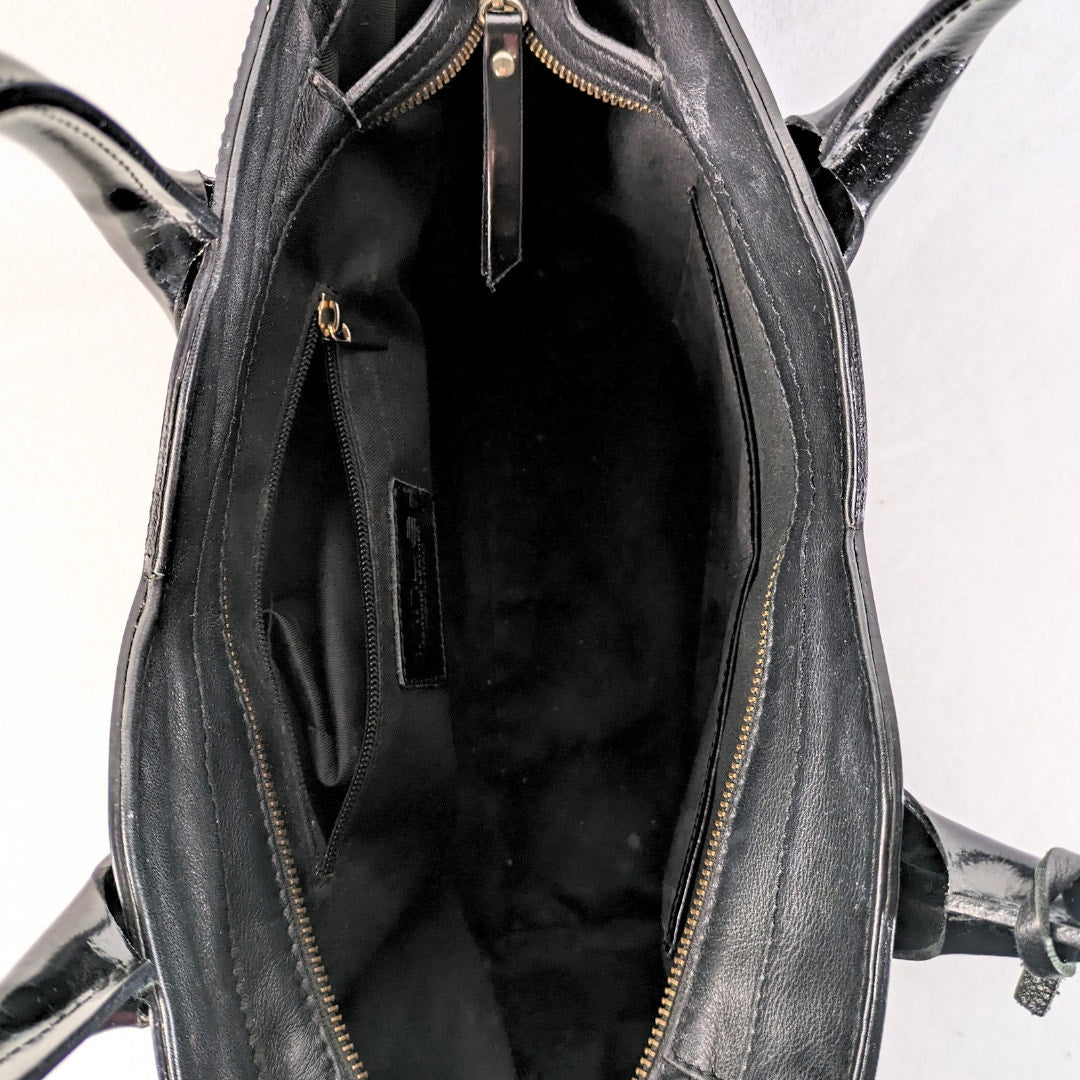 Pre-owned Innue Black Glossy Genuine Leather Handbag