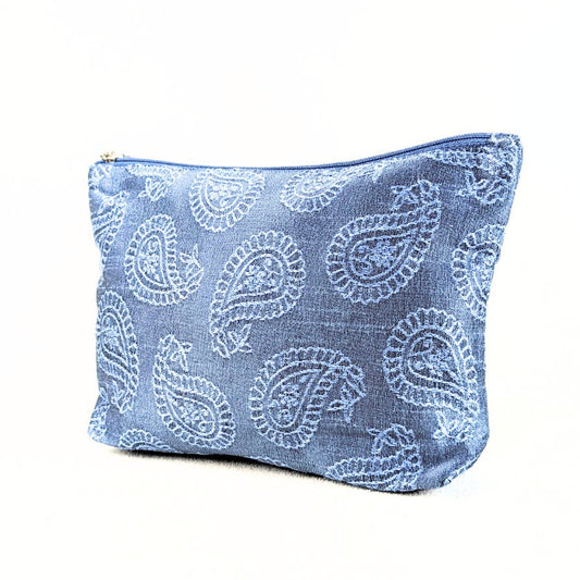 Paisley Pattern Embroidered Canvas Cosmetic Pouch