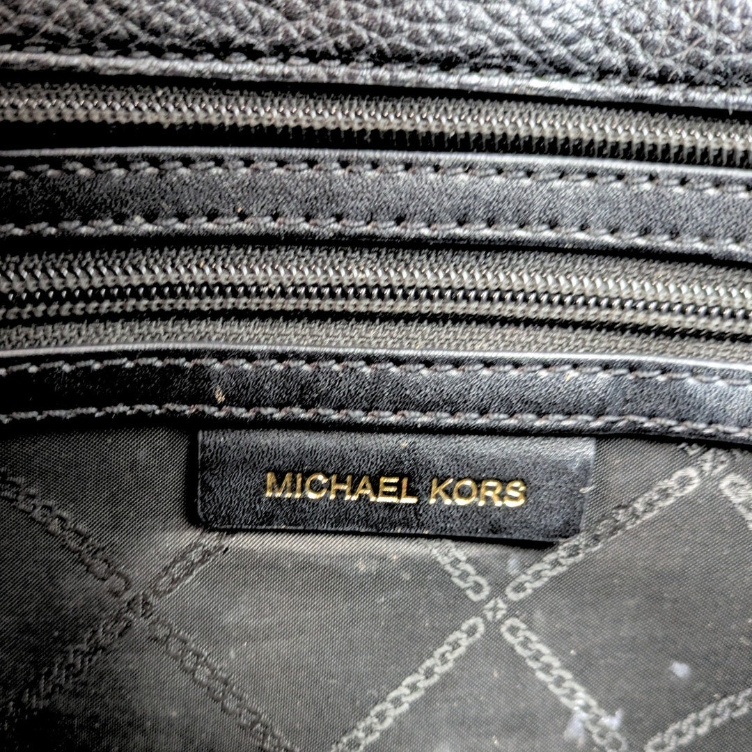 Michael Kors Jet Set Bedford Black Pebbled Leather Medium Tote Shoulder Bag
