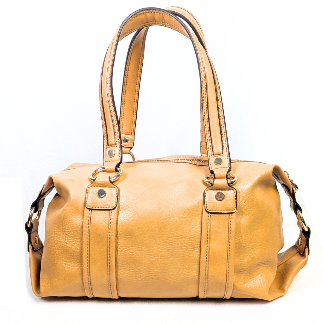 Dana Buchman Mustard Faux Leather Barrel Shoulder Bag — NWT