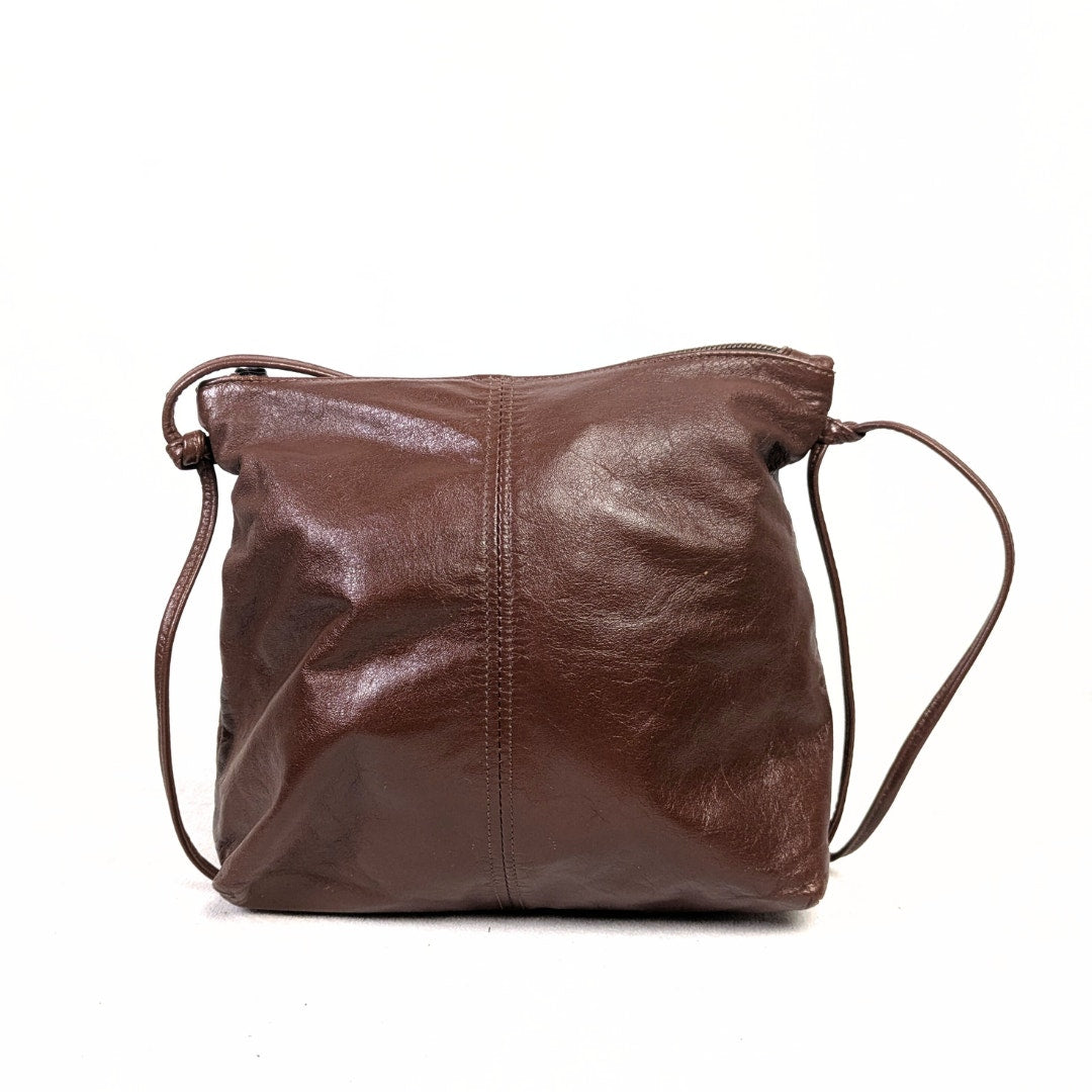 Unbranded Handmade Dark Brown Leather Crossbody Bag