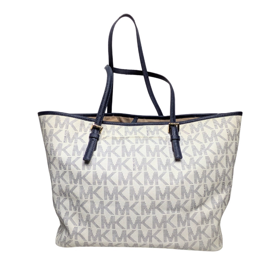 Michael Kors Large Jet Set Monogram Coated Canvas Tote Handbag