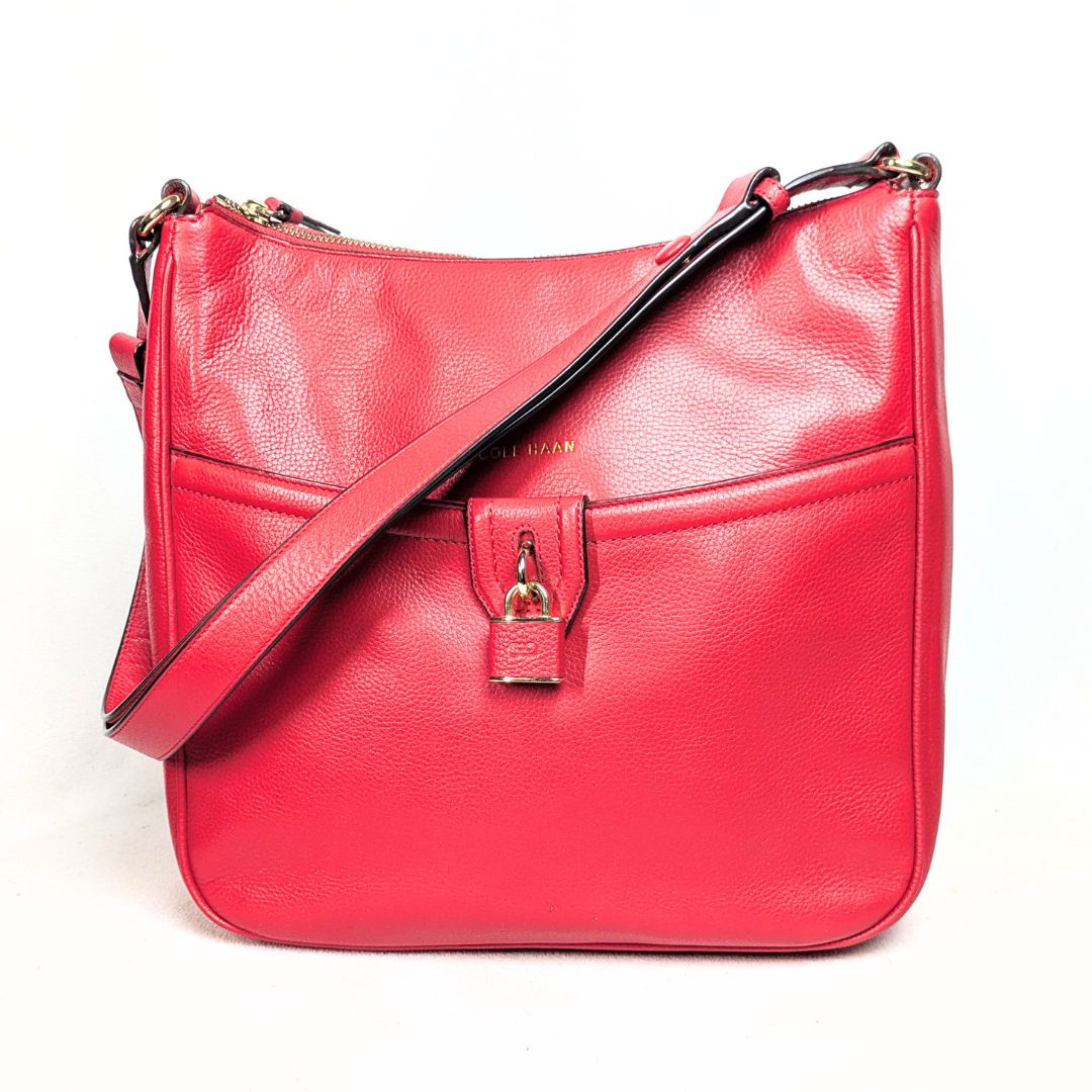 Cole Haan Red Genuine Leather Shoulder Handbag