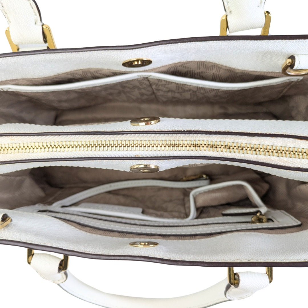Pre-owned Michael Kors Saffiano Leather Savannah Medium Satchel Handbag