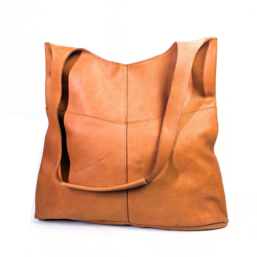 Raven + Lilly Camel Genuine Leather Shoulder Tote Bag