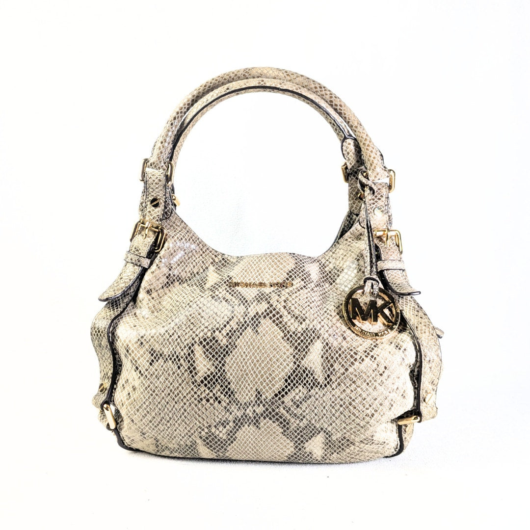 Pre-loved Michael Kors Bedford Python Pattern Embossed Hobo Bag