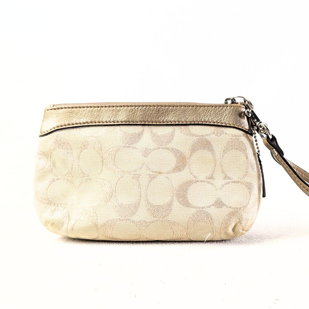 COACH Signature Pleated Medium Canvas Wristlet Canvas