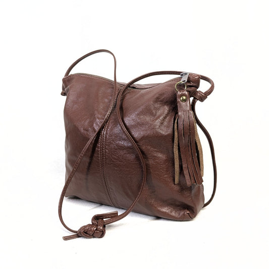 Unbranded Handmade Dark Brown Leather Crossbody Bag
