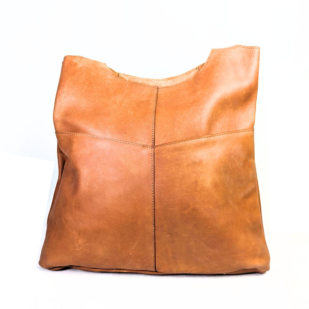 Raven + Lilly Camel Genuine Leather Shoulder Tote Bag