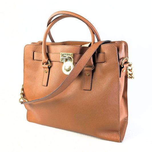 Hamilton Brown Saffiano Leather Handbag with a Shoulder Strap