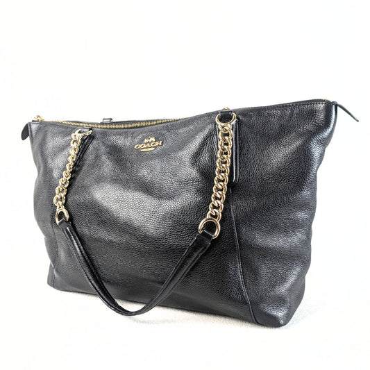Ava Pebbled Leather Chain Tote Bag