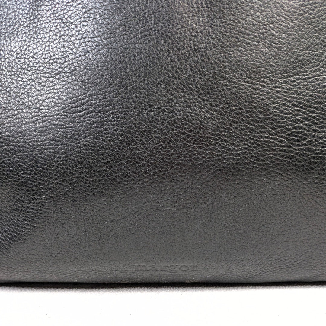 Margot New York Black Leather Messenger Crossbody Bag