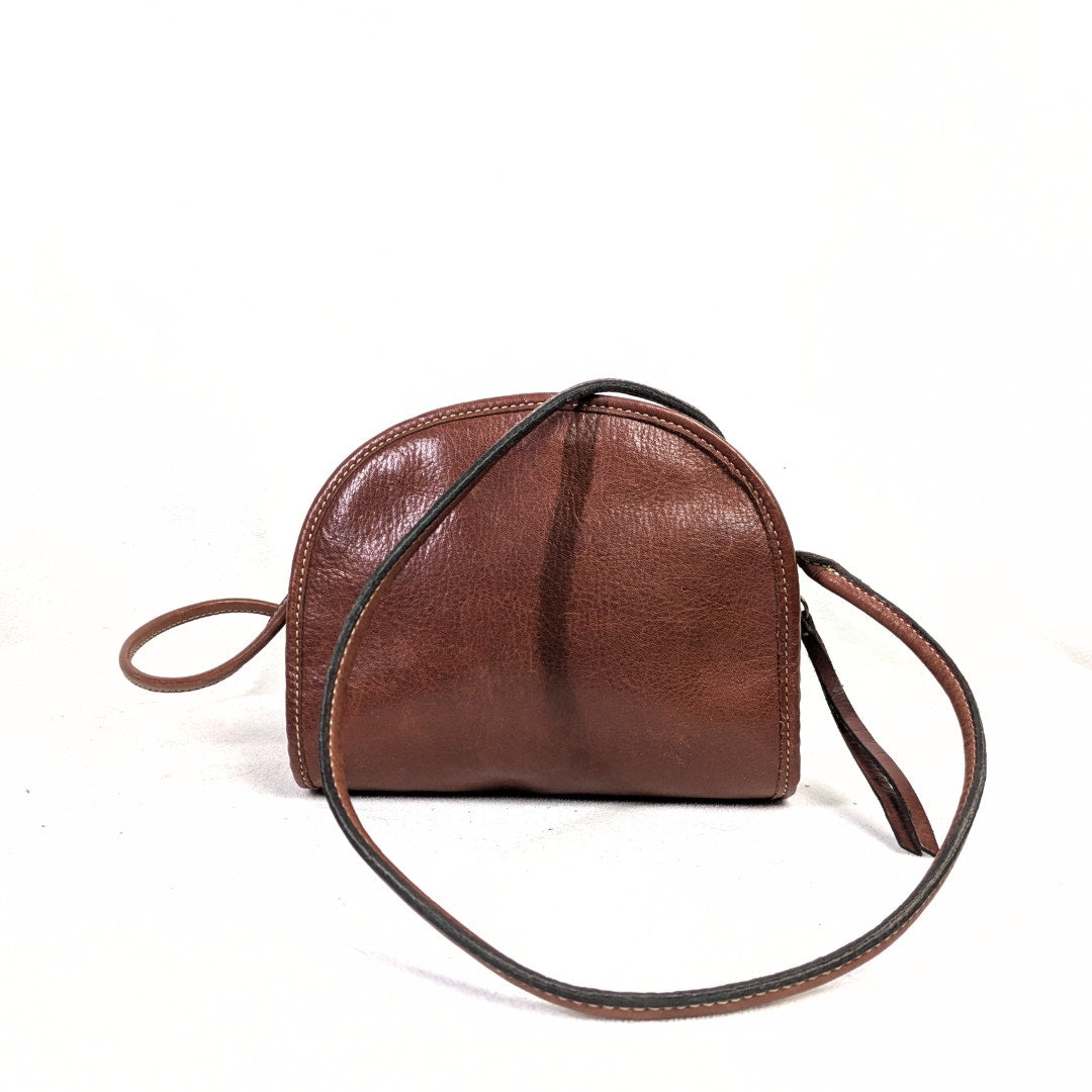 Margot Brown Leather Dome Crossbody Bag