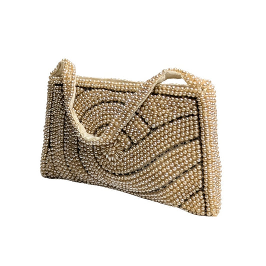 Vintage Mini Pearl Champagne Evening Handbag