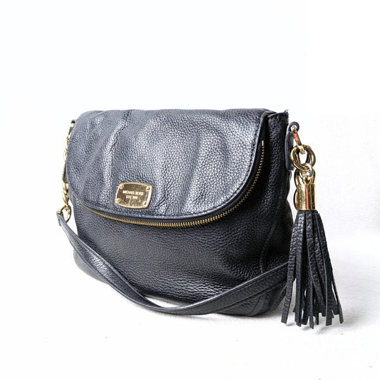 Michael Kors Bedford Pebbled Leather Shoulder Bag - Black