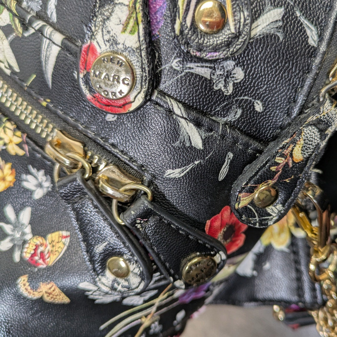 Marc New York Andrew Marc Floral Print Backpack with Matching Pouch – Black
