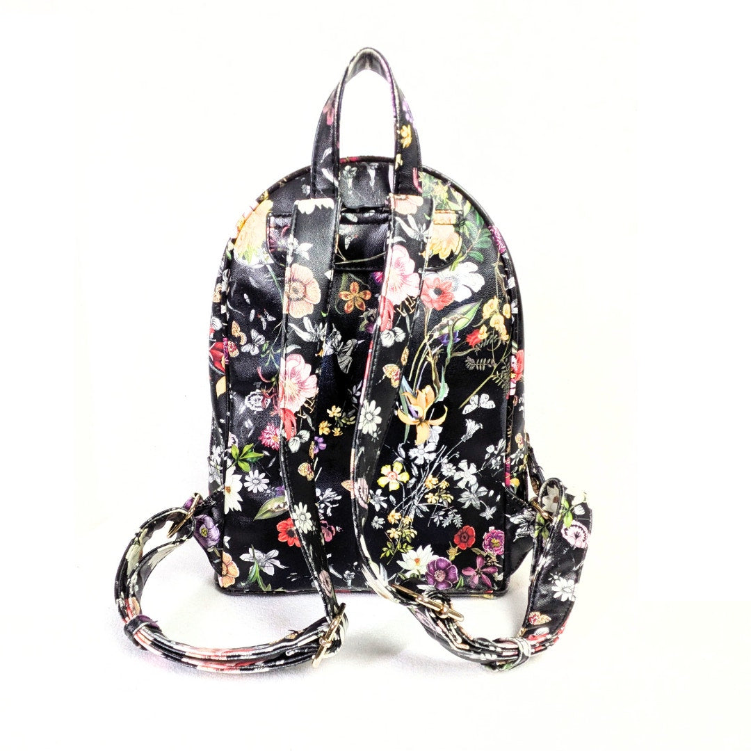 Marc New York Andrew Marc Floral Print Backpack with Matching Pouch – Black