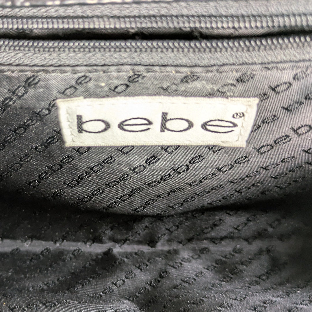 Bebe Black Crocodile-Embossed Patent Leather Top Handle Handbag