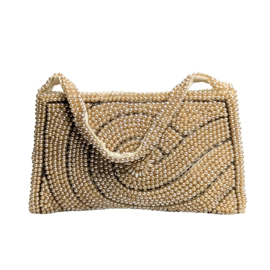 Vintage Mini Pearl Champagne Evening Handbag