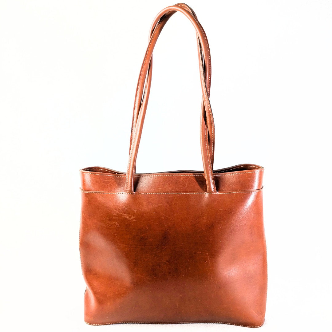 Cognac Vegan Leather Tote Bag