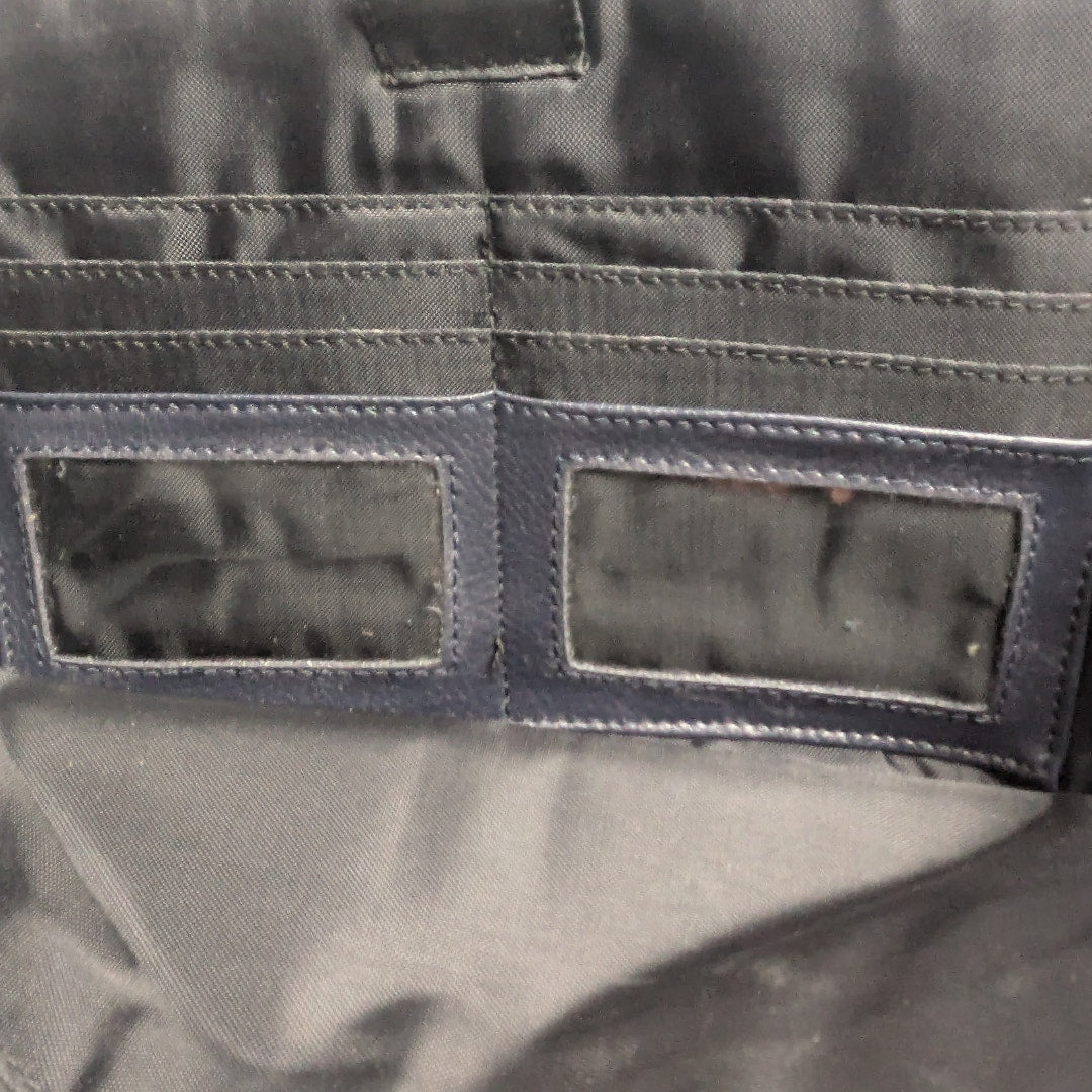 Gianni Bernini Dark Navy Genuine Leather Messenger Crossbody Bag