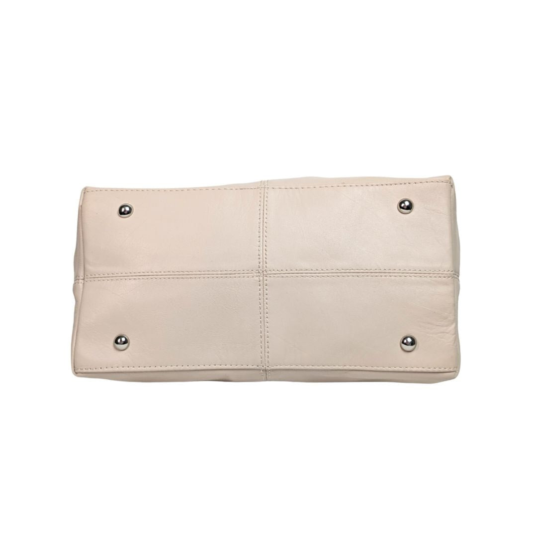 Tignanello Beige Faux Leather Satchel Handbag