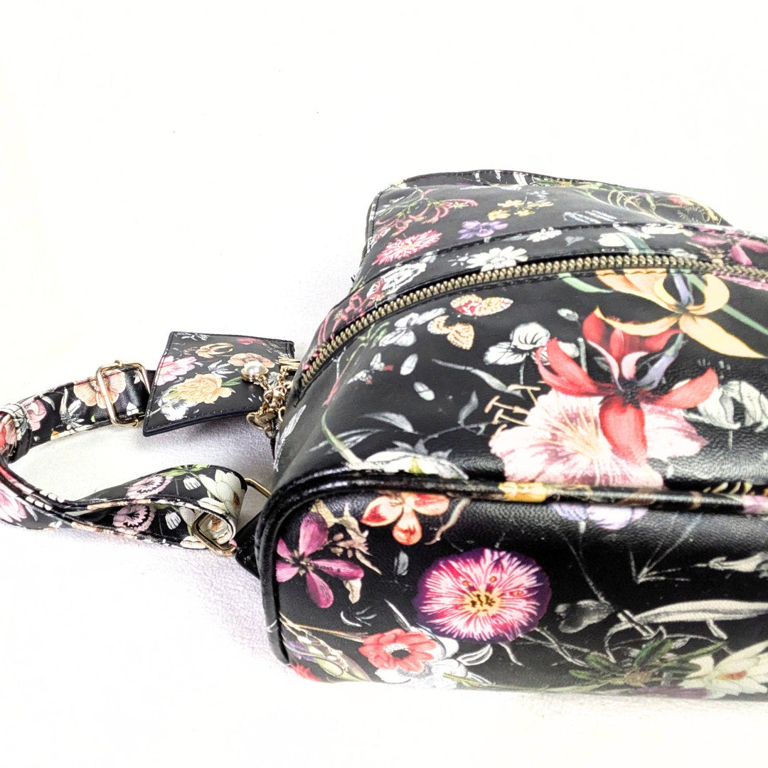 Marc New York Andrew Marc Floral Print Backpack with Matching Pouch – Black