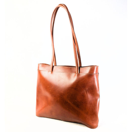 Cognac Vegan Leather Tote Bag