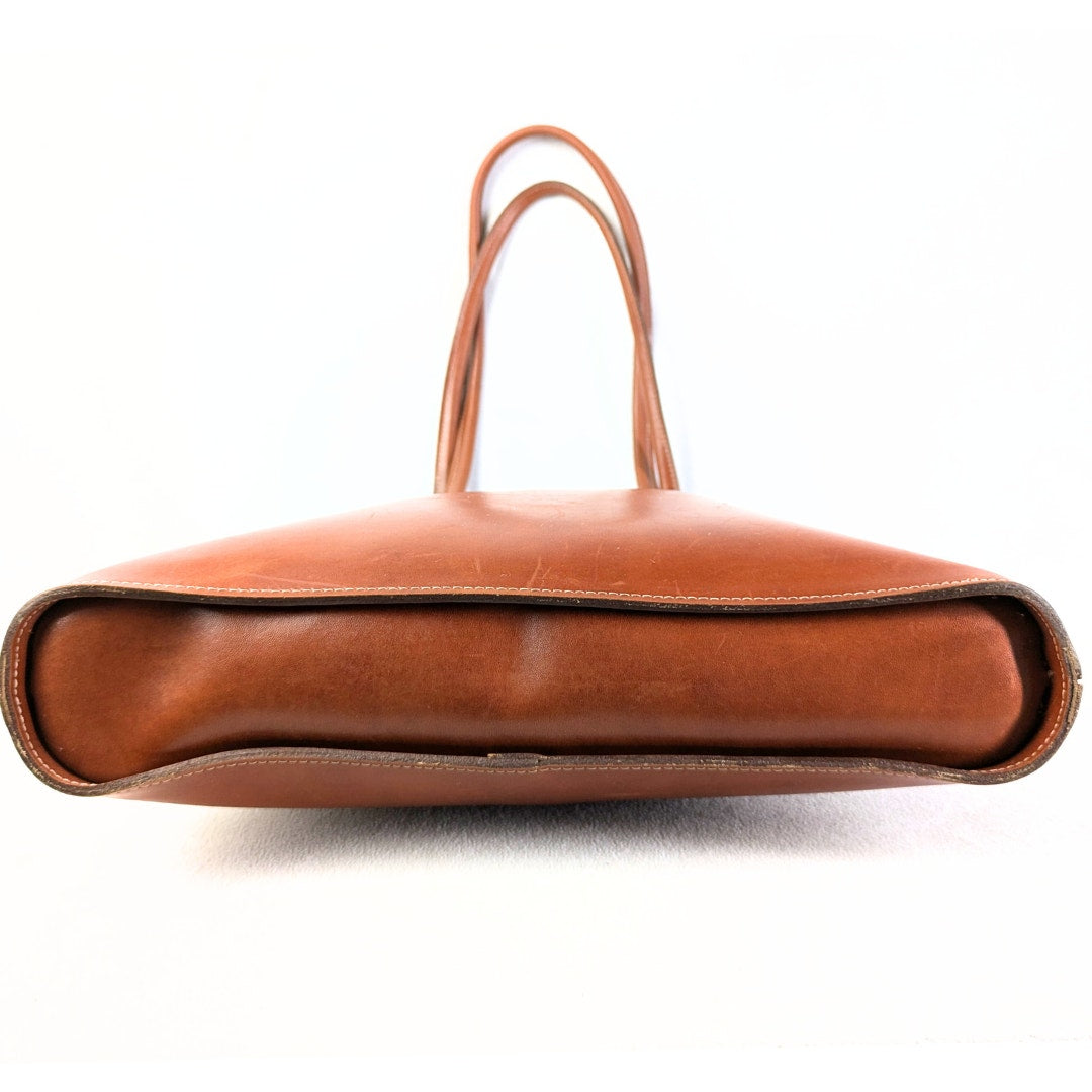 Cognac Vegan Leather Tote Bag