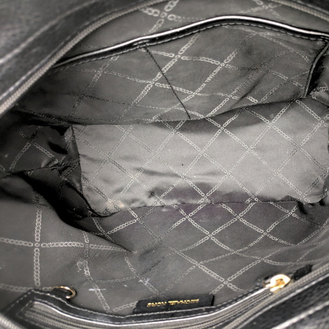 Michael Kors Jet Set Bedford Black Pebbled Leather Medium Tote Shoulder Bag