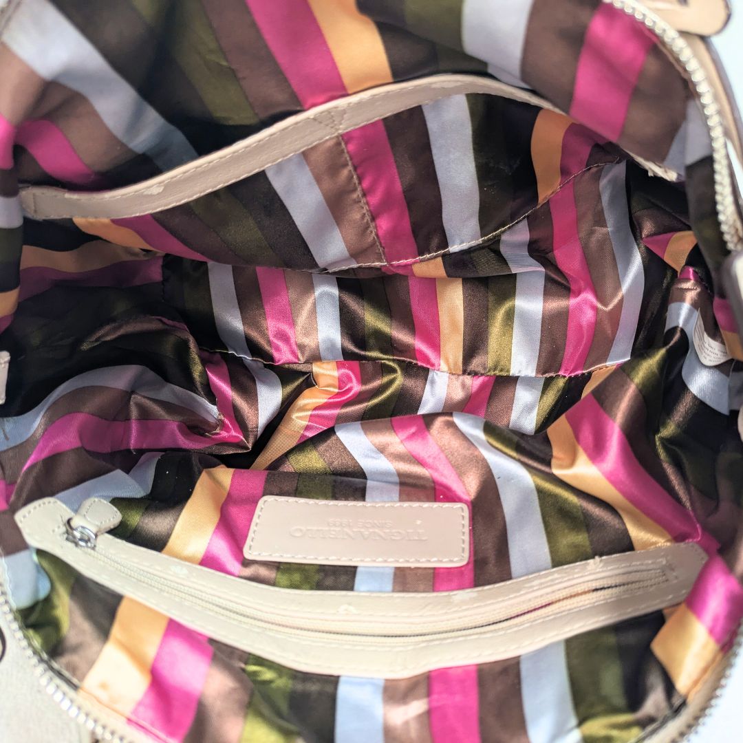 Tignanello Beige Faux Leather Satchel Handbag