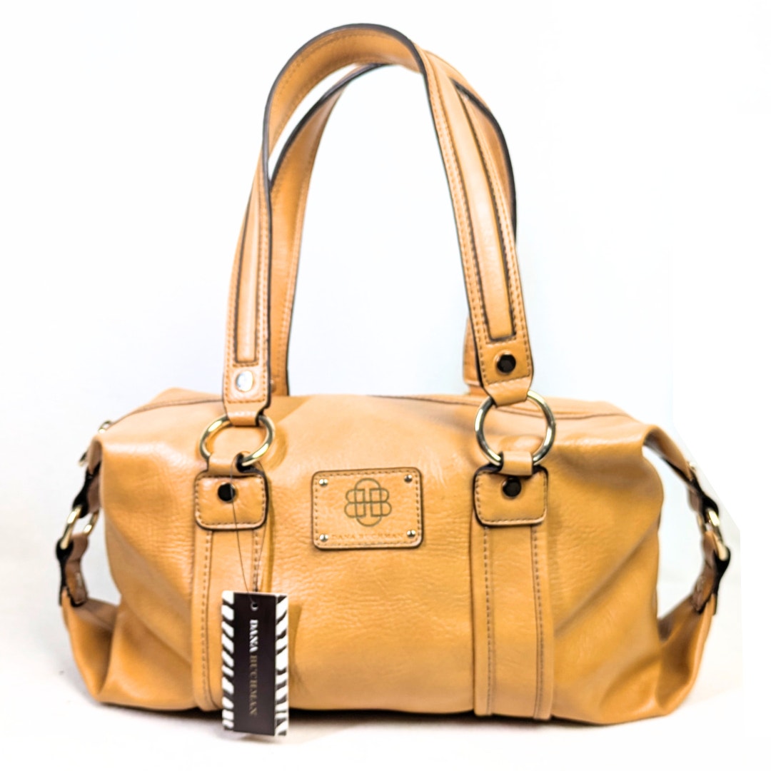 Dana Buchman Mustard Faux Leather Barrel Shoulder Bag — NWT